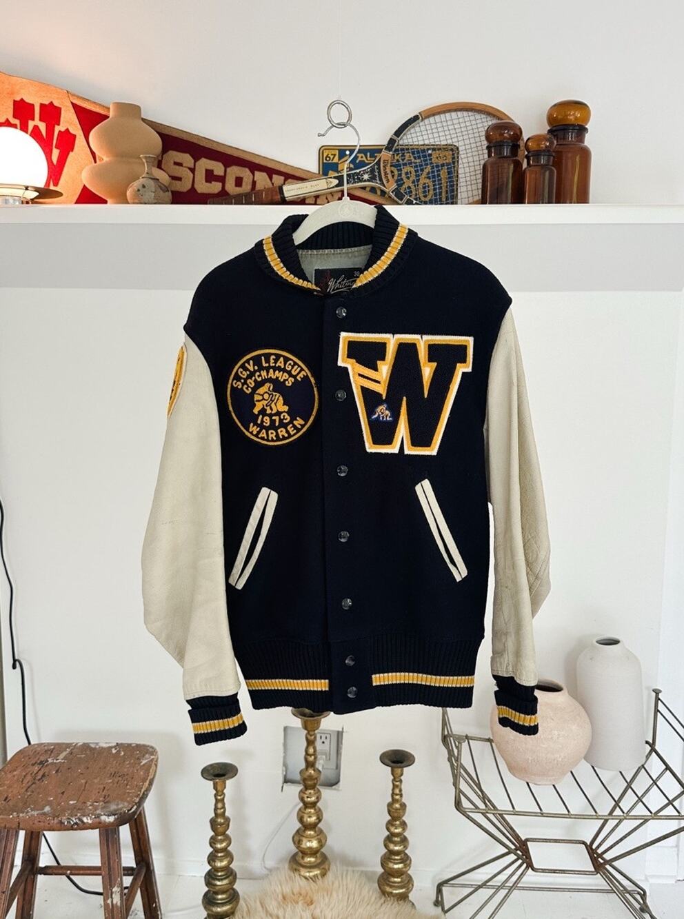 Vintage 1973 Warren High School Los Angeles Varsity Letterman Jacket Size Small